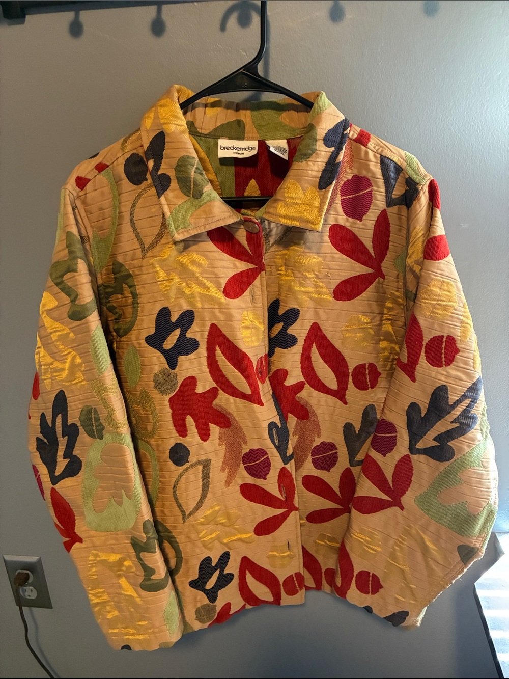 Breckenridge Multicolor Quilted Floral Jacket - Red, Green, Navy 2X woman’s